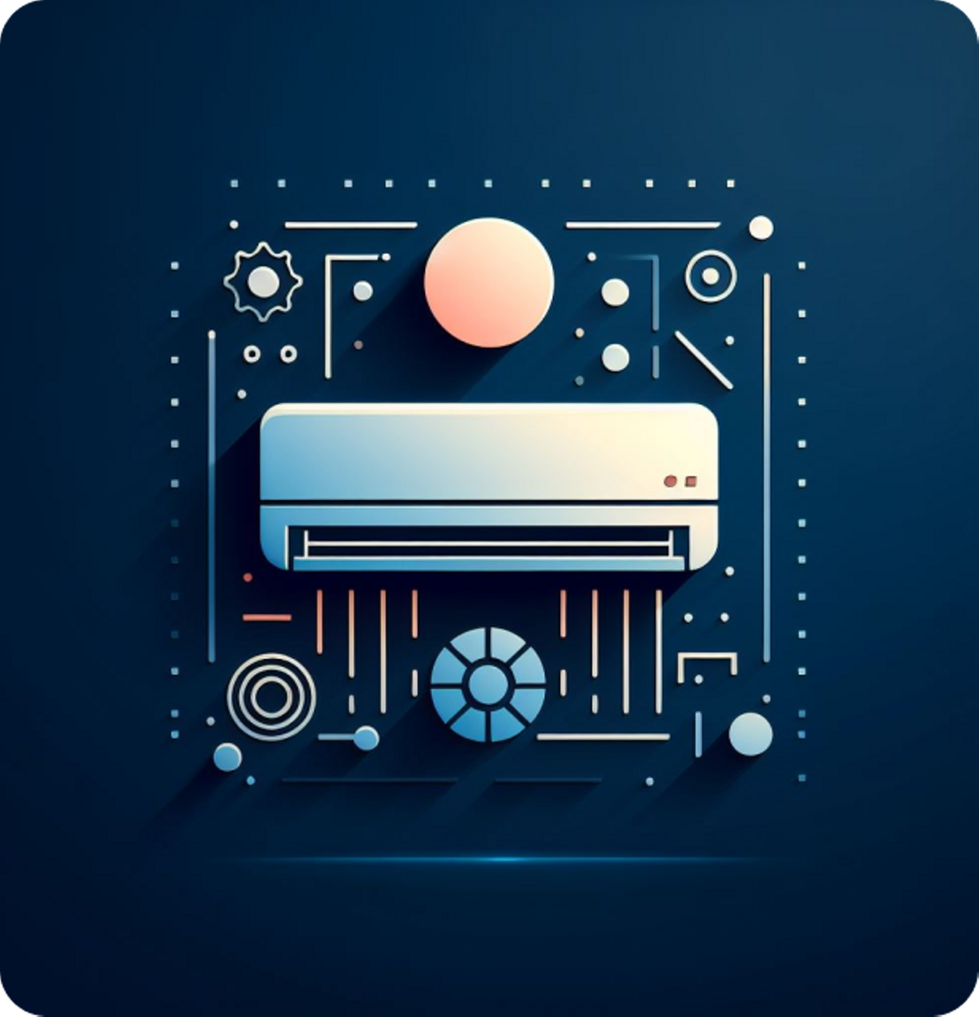 Animated image of an airconditioner including icons representing heat and cold